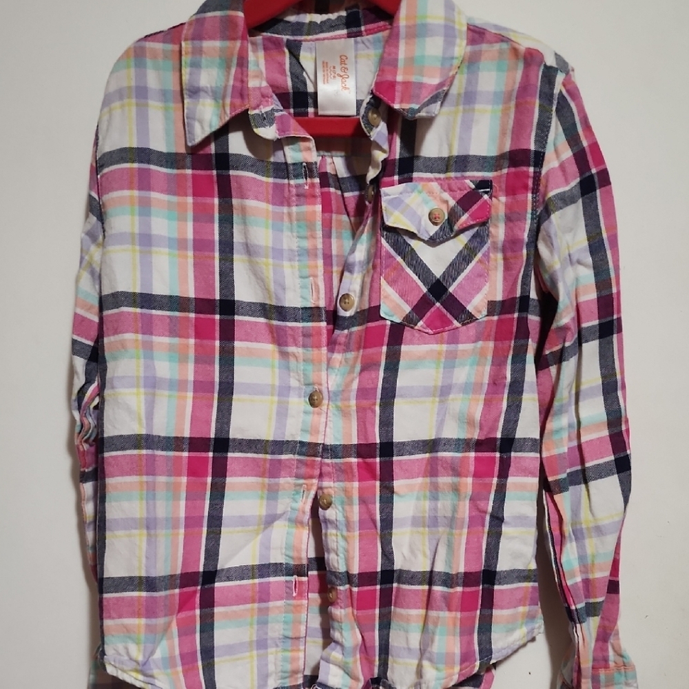 Cat & Jack Pink Plaid Button Down Shirt